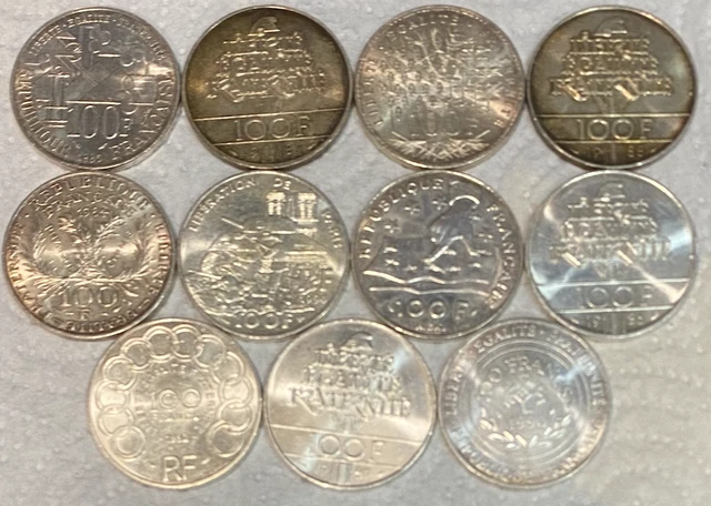 Lot De 11 Pieces De 100 Francs Commemoratives 2