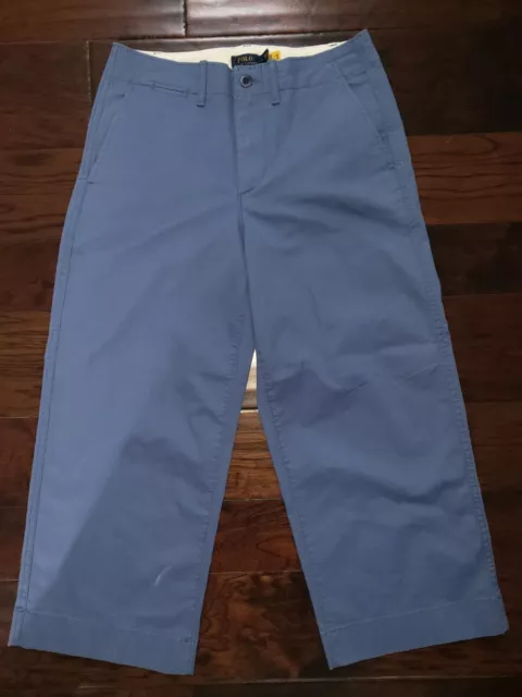 NWOT Polo Ralph Lauren Women's Light Blue Wide Leg Chino Pant Capris