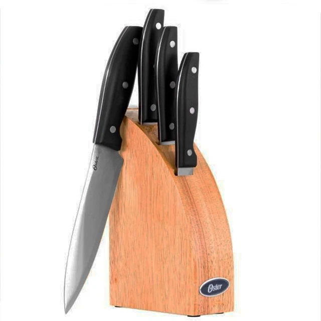 Juego de 5 cuchillos de cubiertos de acero inoxidable Oster Granger con media luna natural