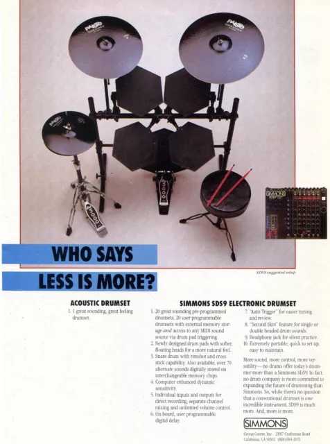 1986 Print Ad of Simmons SDS9 Electronic Drums