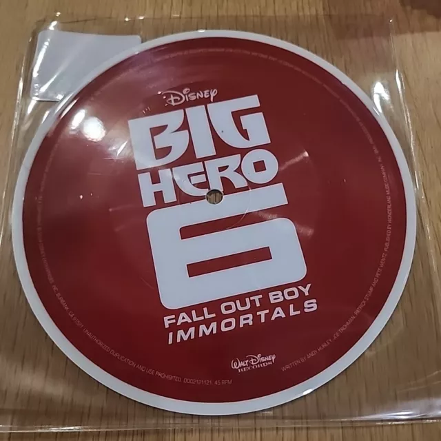 BIG HERO 6 "IMMORTALS" FALL OUT BOY vinyl 7” record picture disc 2