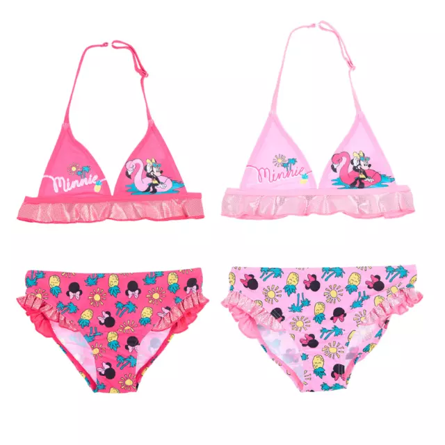 Disney Minnie Maillot de Bain 2x Pièces Bikini Flamant Mer Piscine 3-8anni