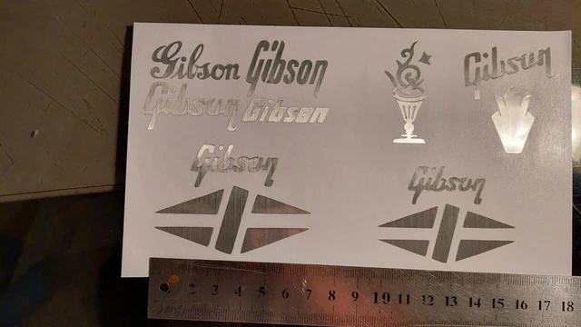 Gibson Xmas Deal X 11 Generic Lookalike Decals In Brushed Silver Chrome Look