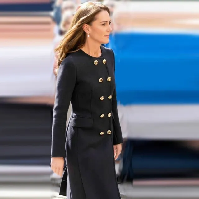 Prinzessin Kate Middleton Designer Vintage Chic Casual Party Büro Trenchcoat