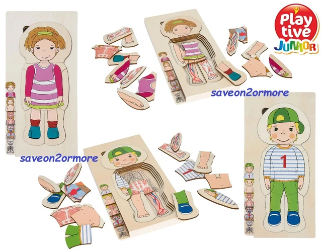 Montessori Körper Puzzle Holz - 5-Schichten Anatomie Lernspiel Für Kinder 3-5 Jahre