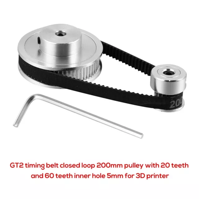 GT2 TIMING BELT Closed Loop 200mm Pulley 20 Teeth And 60 Teeth Inner ...