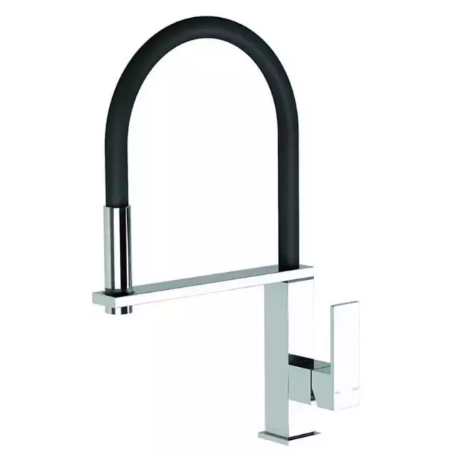 Gooseneck Sink Mixer Flexible Hose Chrome Black Kitchen Tap Kitchen Phoenix VEZZ