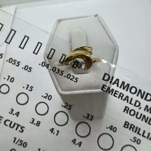 10K YELLOW GOLD Diamond Ring Swirl Baguette size 8.5 Vintage 90s $399. ...