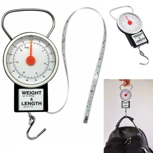 32KG Luggage Scales Travel Portable Handheld Weighing Suitcase Bag Tape Measure