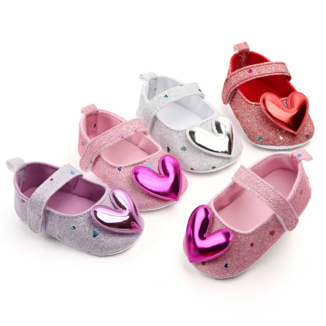 Infant Girls Indoor Soft-Soled Heart-Shaped Princess Shoes Baby Walking Shoes