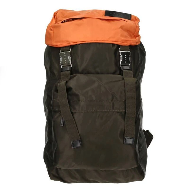 Marni M34Wa0010 Bicolor Nylon Backpack Orange Brown 714032 Sb01 Accessory Bb20 R
