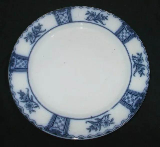 Antique English F & Sons Flow Blue 10 1/4 Inch Dinner Plate " Rio " Pattern   2