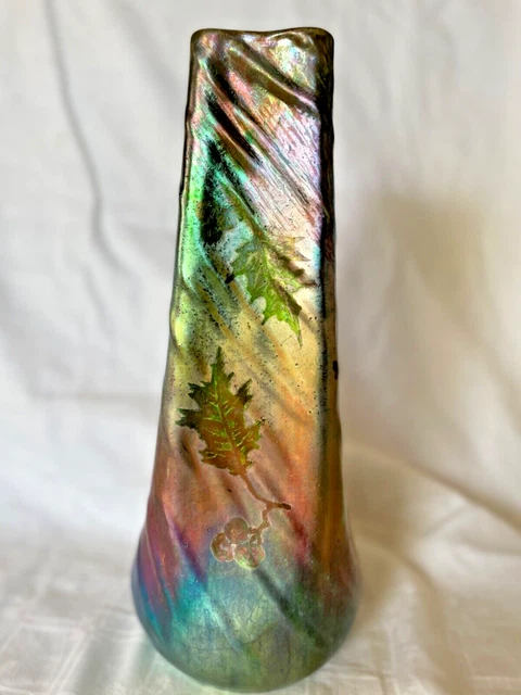 French  iridescent Vase ceramic Jerome Massier Vallauris  Signed Judgenstill