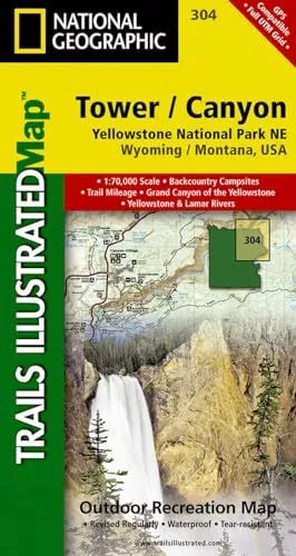 Tower, Canyon: Yellowstone National Park NE Map (National Geographic Trails ...