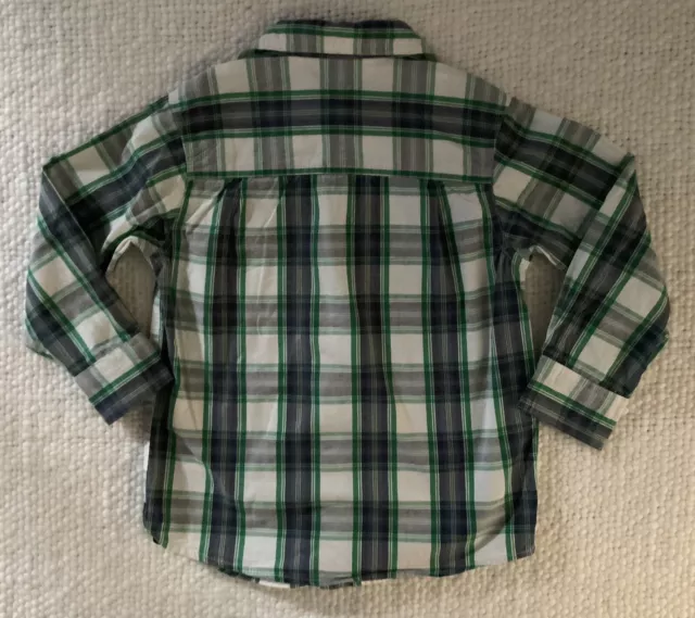 Boys Vintage Osh Kosh B’Gosh Green And Blue Check Shirt - Size 5 2