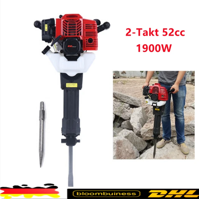 1900W Benzin Abbruchhammer Stemmhammer Meißelhammer Meißel Profi Set 55J 2-Takt