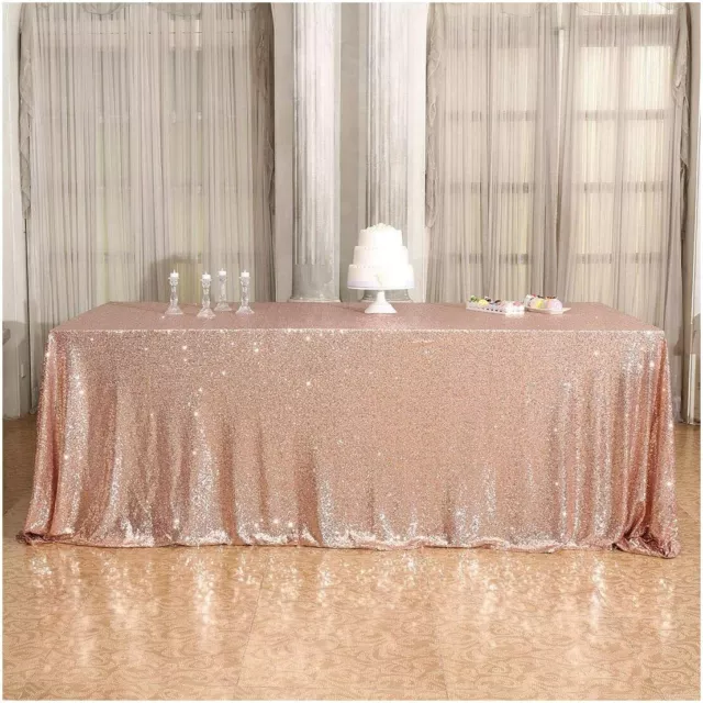 Set of  1 Poise3EHome 60×120'' Rectangle Sequin Tablecloth and 3 Table Runner
