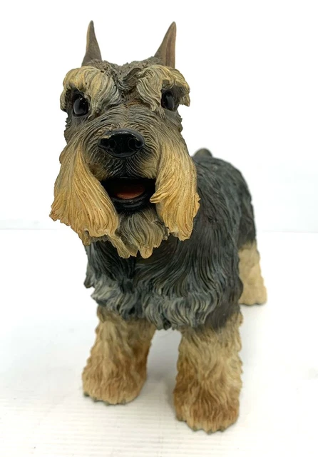 Vintage The Danbury Mint Miniature Schnauzer Standing Dog Statue Black Brown