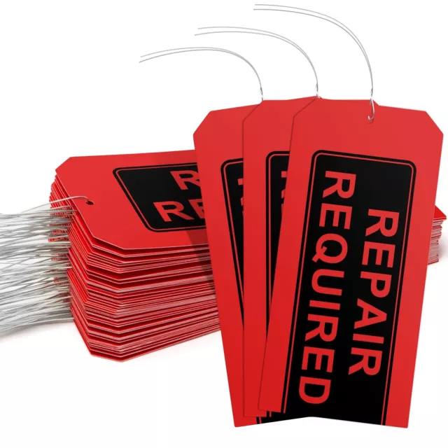 Repair Required Tags Pack of 50 Red Repair Tags with Wires AttachedMaintenanc...
