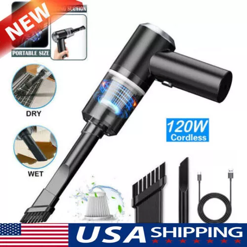 120W Cordless Handheld Vacuum Cleaner Car Home Auto Rechargeable Wet Dry Duster