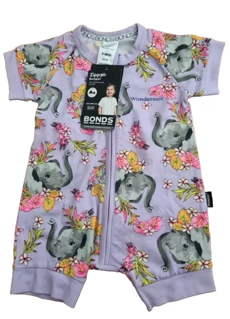 Brand New Bonds Wondersuit Size 0-3 Months (000). Purple With Elephants