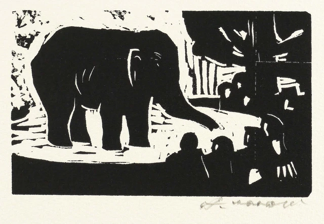 ARNO MOHR TIERPARK DER ELEFANT Holzschnitt 1985 EUR 240 00 arno-mohr-tierpark-der-elefant-holzschnitt-1985-eur-240-00