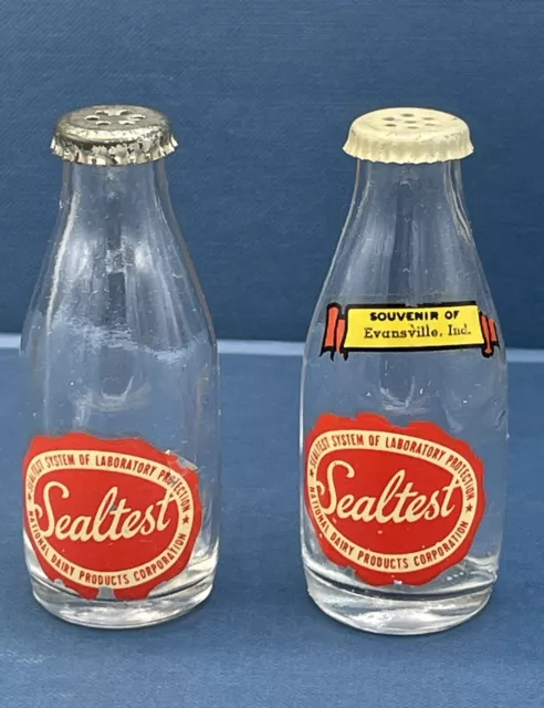 VTG CIRCA 1950 SEALTEST DAIRY MILK BOTTLES ADVERTISING Salt Pepper ...