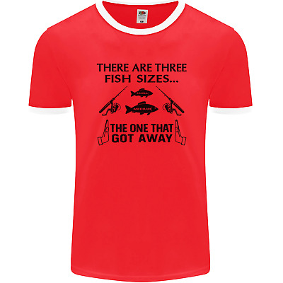 Three Fish Sizes Funny Fishing Fisherman Mens Ringer T-Shirt FotL