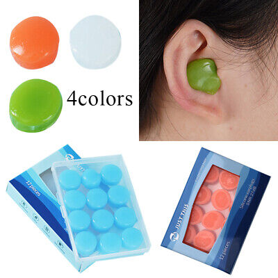 12 PIEZAS Tapones para los oídos de silicona reutilizables con cancelación de ruido Protector estudio sueño