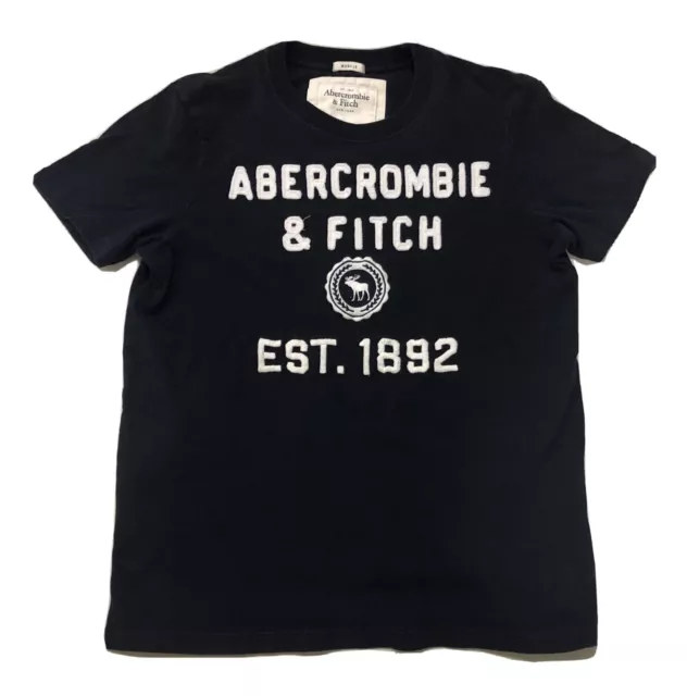 T SHIRT COUPE MUSCLE gar on bleu marine fonc blanc Abercrombie