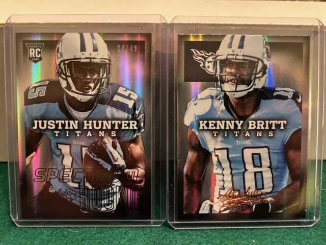 2013 Panini Absolute Justin Hunter Sprectrum Rookie #'d 04/49 & Kenny Britt