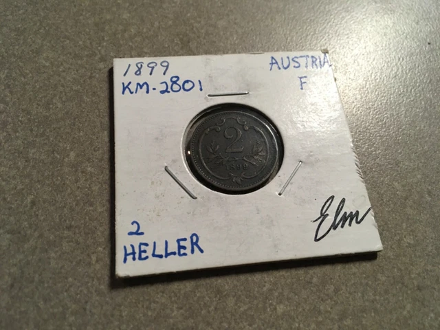 1899 Austria Habsburg 2 Heller Coin High Grade World Coin # 1306 L 🇦🇹