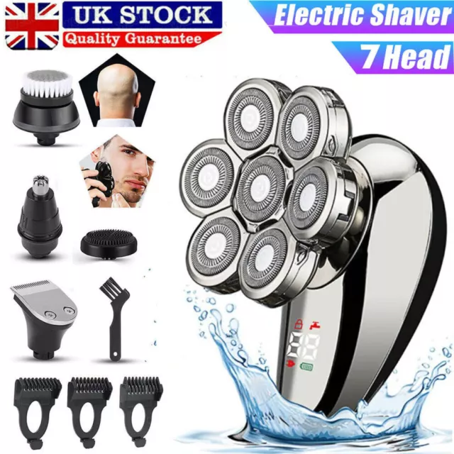 5-IN-1 7D Men Electric Shaver 7 Head Razor Bald Beard Nose Hair Skull Trimmer