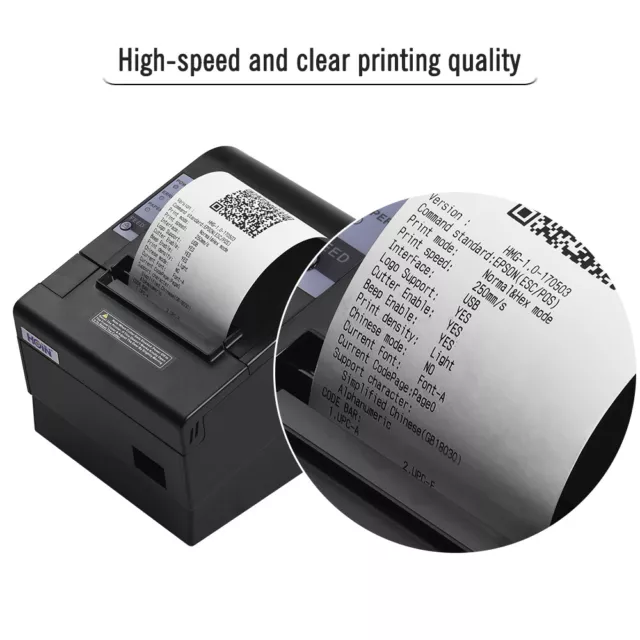 HOIN 80mm Thermal Receipt Printer with Auto Cutter USB Ethernet Interface Kit AU 3