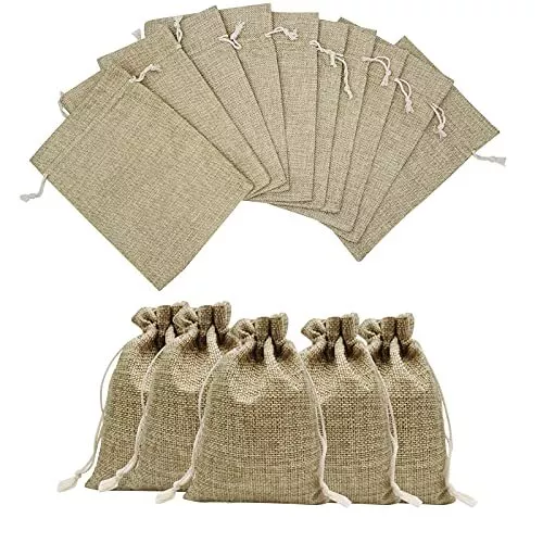5 - 100 Pcs Burlap Gift Bags Wedding Favours Bags Hessian Gift Drawstring Pouch