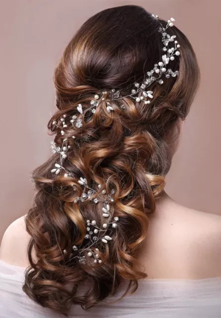 Lily Silver/Gold Pearl And Crystal Wedding Bridal Hair Vine