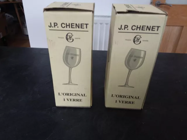 J. P. CHENET  Wonky Wine Glasses  X 2 Vintage  250ml boxed New