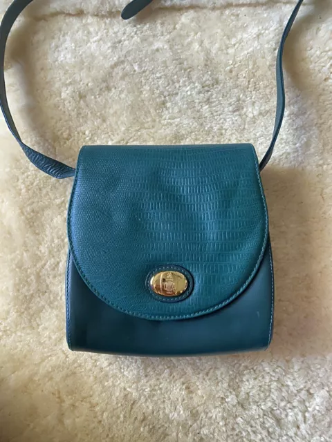 Mark Cross Vintage Green Leather Cross Body Bag