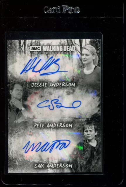 2018 Walking Dead Triple Autograph Jessie Pete & Sam Anderson /5 Nmmt *329333