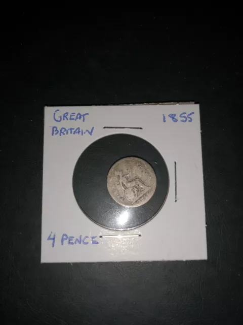 Great Britain 4 Pence Groat 1855 United Kingdom Vintage Silver Coins 4d Victoria