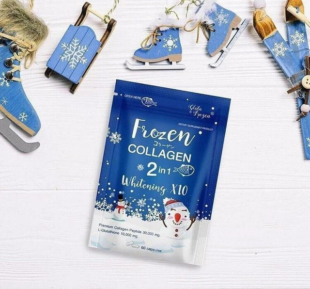 New Frozen Collagen, 2 in 1 Whitening x 10 with L-Glutathione Capsule- pack of 3 2