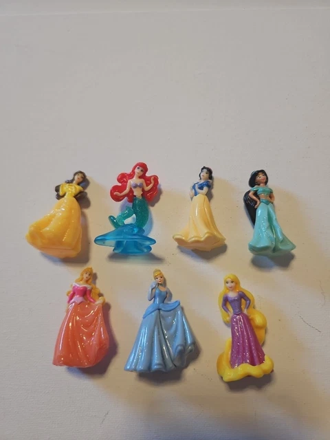 DISNEY PRINCESS KINDER Egg Toys Set of 7, Ariel, Rapunzel, Aurora