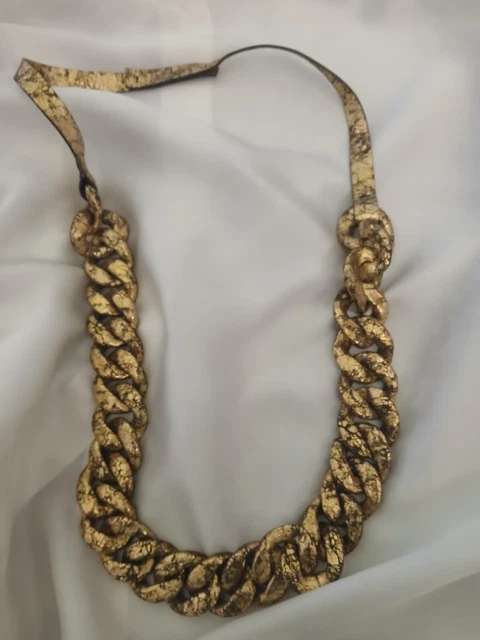 Collier Sautoir Natalia Brilli - 3 Rangs De Perles Recouvertes De Cuir Orange - Neuf Sans Emballage