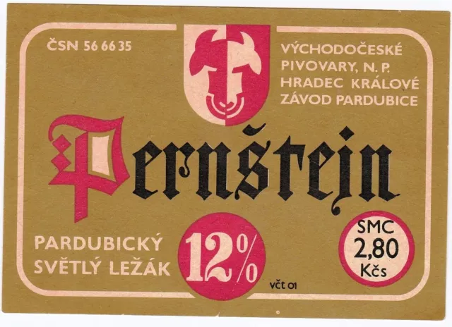 CECOSLOVACCHIA - Etichetta di birra prodotta a Hradec Kràlové - Pardubice