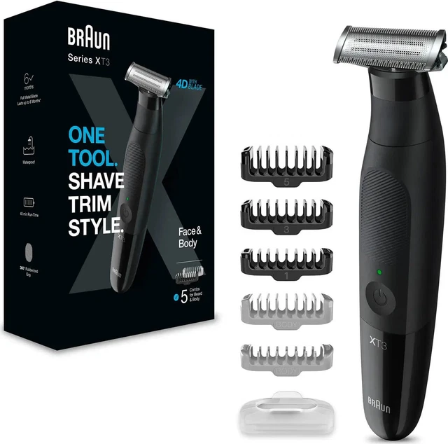 BRAUN XT3200 Barttrimmer mit 5 Aufsätzen abwaschbar Akku schwarz B-Ware