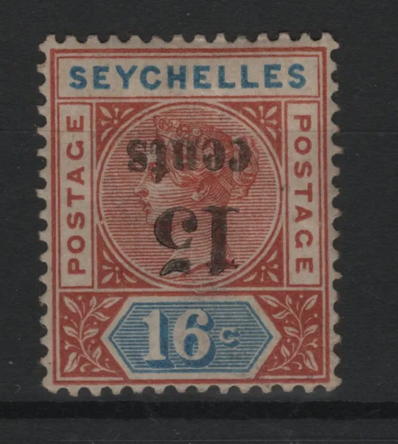 Seychelles 1893 Queen Victoria Plate I Mi. 11 SG 18a unused surcharge inverted