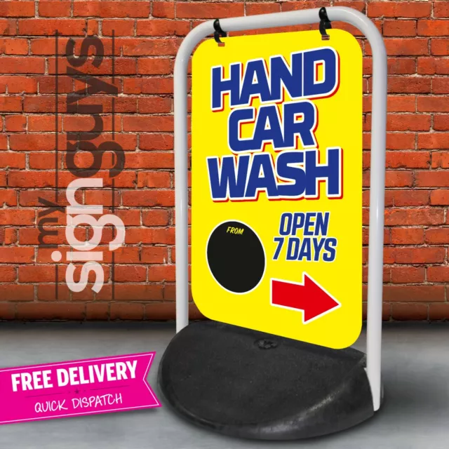 Hand Car Wash Swinger Aboard Pavement Sign Outdoor Street Advertising Garage