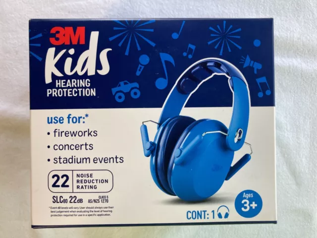 3M PKIDSB-BLU Kids Hearing Protection, Protects Ears To 22 Decibels, Blue