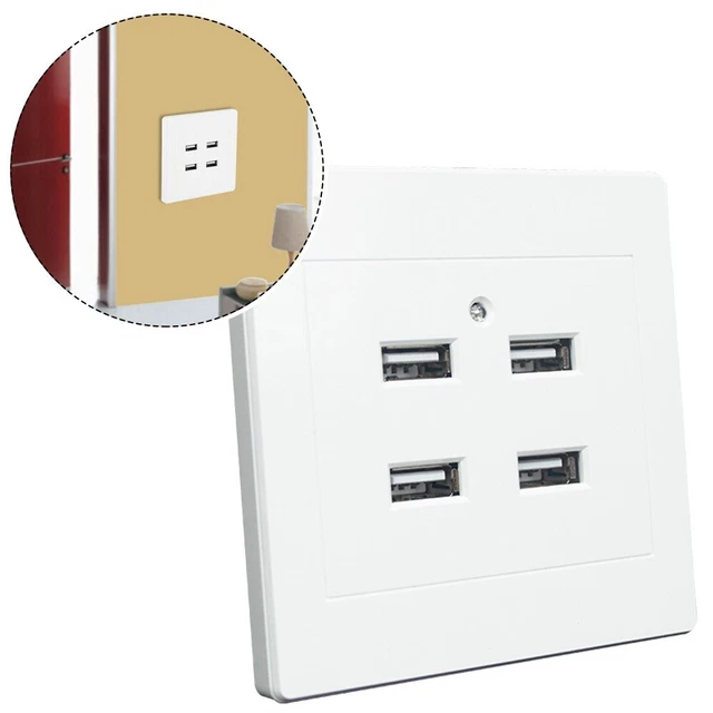 4 puertos USB montados en pared para oficina en casa hotel