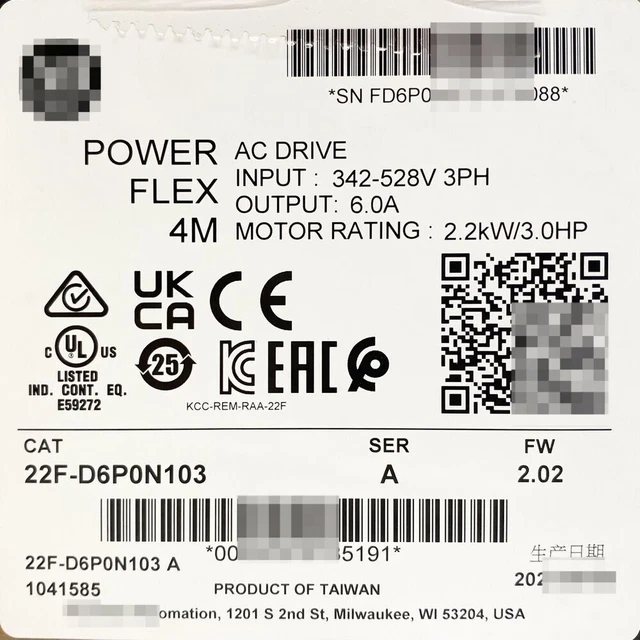 1pcs Sealed 22F-D6P0N103 PowerFlex 4M 2.2kW 3HP SER A AC Drive 1pcs